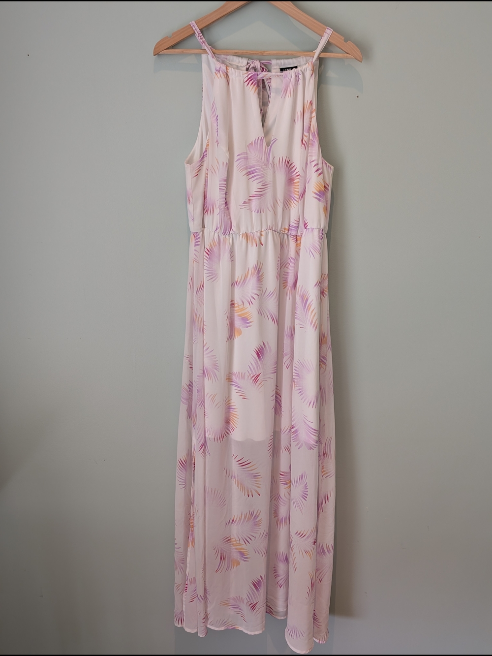 Light Pink Tropical Print Maxi Dress